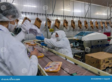 Muslim Woman Workers Working In A Chicken Meat Plant Editorial Stock