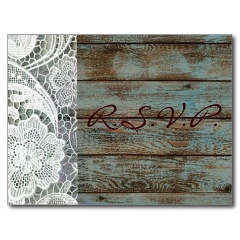 Order Rustic White Lace Teal Barn Wood Wedding Rsvp Post Card Rustic White Lace Teal Barn