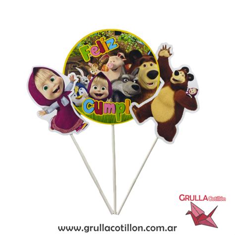 Cake Topper X Masha Y El Oso Grulla Cotill N