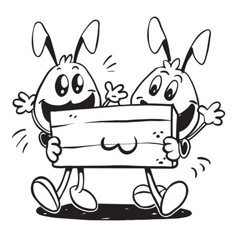 Two Cartoon Characters Holding A Sign That Says Quot Rabbit Quot