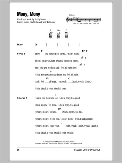 Mony Mony By Billy Idol Sheet Music For Ukulele Chordslyrics At Sheet