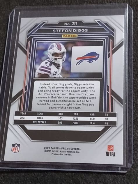 2022 Panini Prizm Football Card Stefon Diggs 31 Buffalo Bills EBay