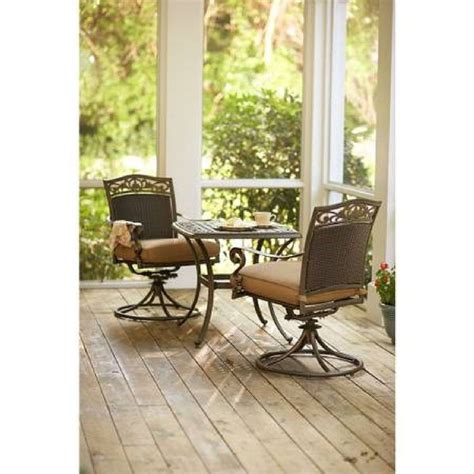 Martha Stewart Living Miramar Ii 3 Piece Patio Bistro Set With Tan Cushions Bistro Set Garden