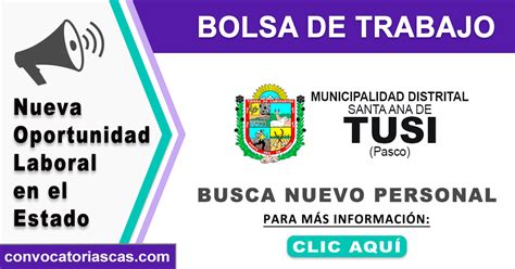 Concurso Cas Municipalidad De Santa Ana De Tusi Responsable De