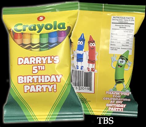 Crayola Crayon Inspired Party Favor Chip Bags The Brat Shack NY