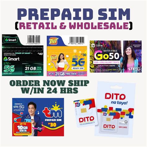 Smart Tnt Tm Globe Dito 5g Simcards Wholesale Retail Brand New