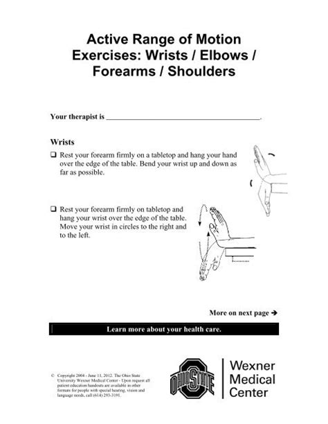 Active Range of Motion Exercises: Wrists / Elbows / Forearms ...