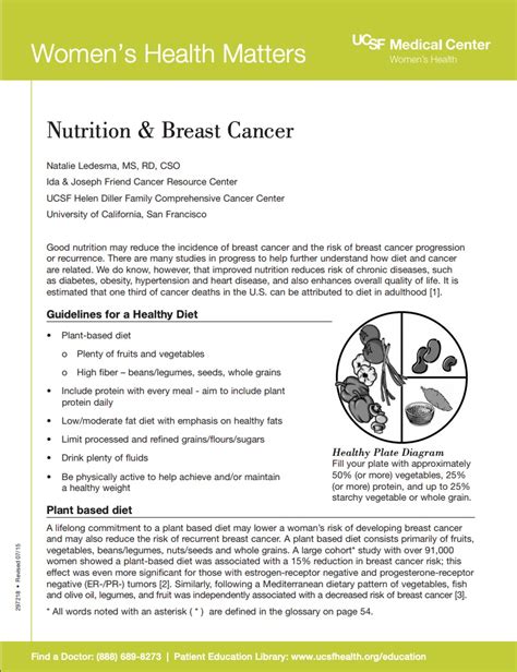 Nutrition And Breast Cancer Pamphlet Ancan