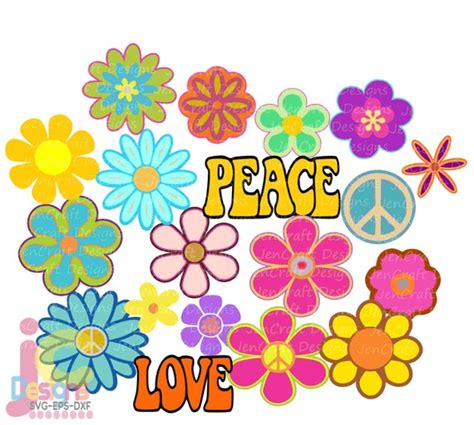 Retro Groovy Flowers Svg 60s 70s Retro Peace Love Flower Etsy España