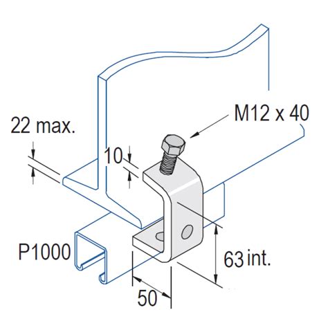 Unistrut Channel Beam Clampsunistrut Beam Clamp 63mm Cw Cone Point