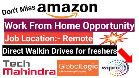 Direct Walkin Drives For Freshers Work From Home Amazon Wipro