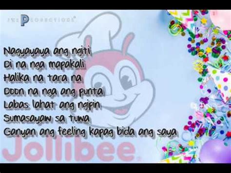 JOLLIBEE BIDA ANG SAYA SONG MINUS ONE KARAOKE TAGALOG SONG LYRICS 2020 ...