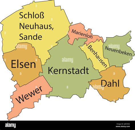 Pastel tagged districts map of PADERBORN, GERMANY Stock Vector Image ...