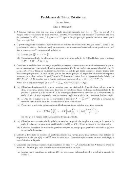 Pdf Problemas De Fsica Estatstica Nautilus Fis Uc Ptnautilus