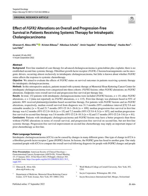 Pdf Effect Of Fgfr2 Alterations On Overall And Progression Free