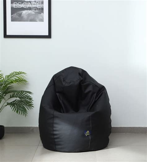 Buy Premium Xxl Leatherette Bean Bag With Beans In Black Colour At