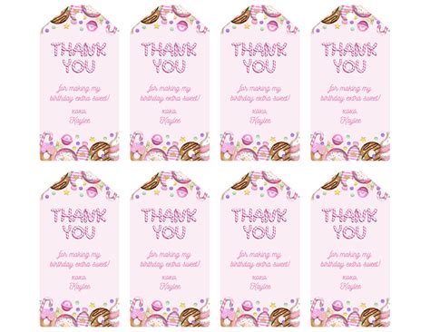 Candyland Party Favor Tags Candyland Thank You Tags Sweet Etsy