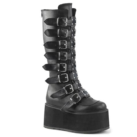 Demonia Damned 318 Boots Black Vegan Leather Demonia Cult