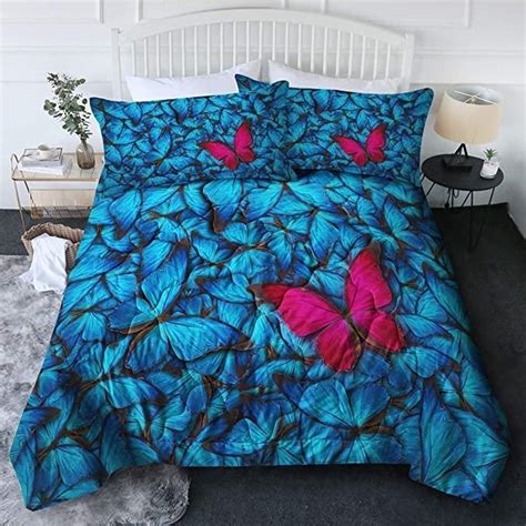 In The World Full Of Blue Butterflies Duvet Cover Bedding Set Metal