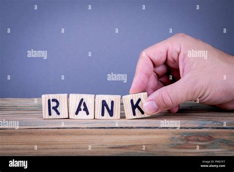 Rank Wooden Letters On The Office Desk Stock Photo Alamy