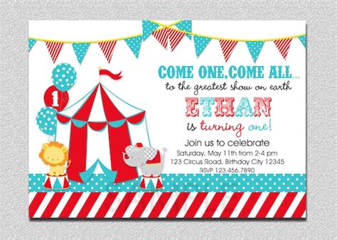 Carnival Circus Birthday Invitation, Circus Carnival Birthday Party, Step Right Up, Circus ...