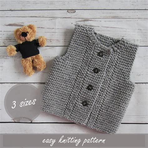 Knitting Pattern Baby Vest Easy Knit Baby Waistcoat Digital Etsy