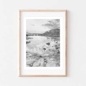 Original Seascape Pencil Drawing Sea Rocks Art Seascape - Etsy