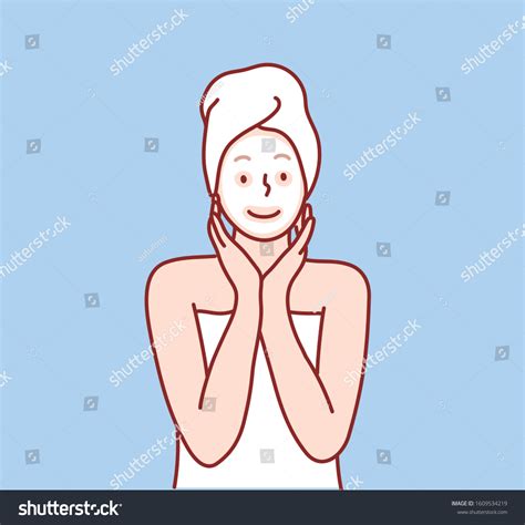 Young Beautiful Woman Applying Facial Mask Stock Vector Royalty Free