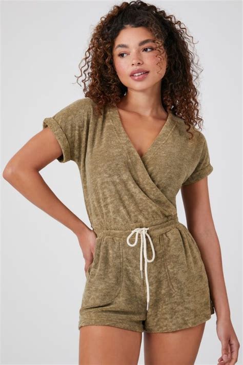 French Terry Surplice Romper Forever21us