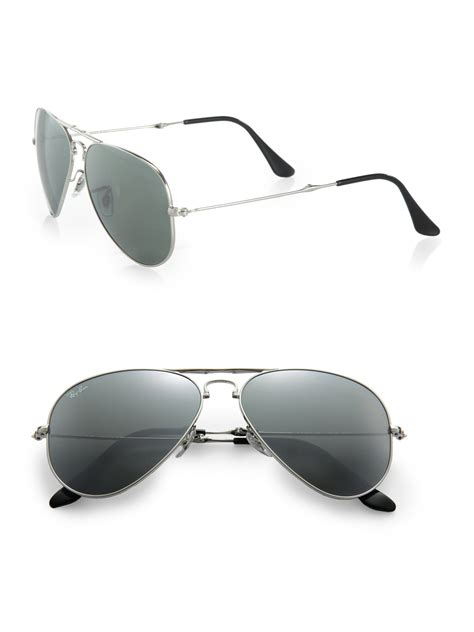 Lyst Ray Ban Folding Aviator Sunglasses In Metallic