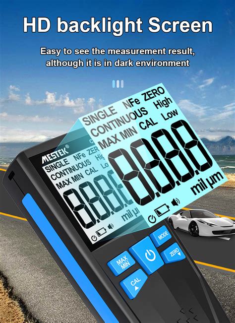 MESTEK Digital Backlight LCD Film Thickness Meter 1500UM Car Paint