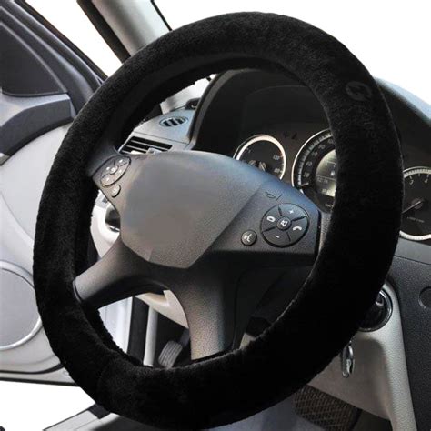 Faux Sheepskin Steering Wheel Cover - Zone Tech Plush Stretch On Vehicle Steering Wheel Cover ...