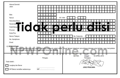 Detail Contoh Formulir Npwp Koleksi Nomer