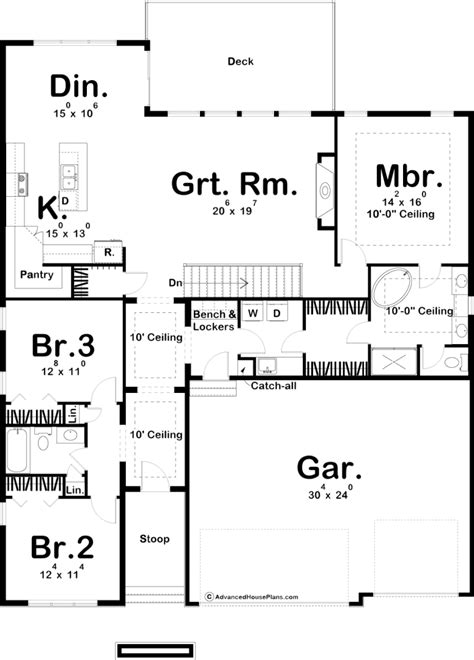 1 Story Modern House Plan | Hinshaw | Modern style house plans, Family house plans, House plans