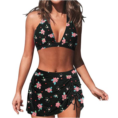 WNYEIME Women S Halter Bikini Swimsuits Retro Floral Printed V Neck