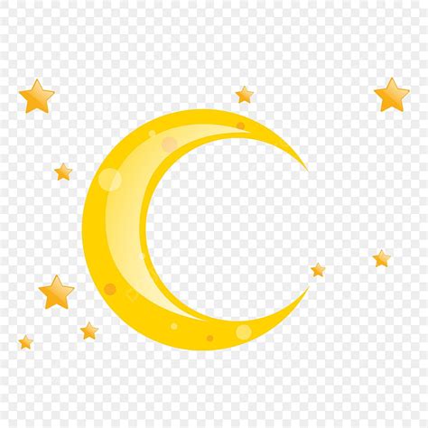 Lua Crescente Dourada Estrelas Transparentes Png Lua Clipart