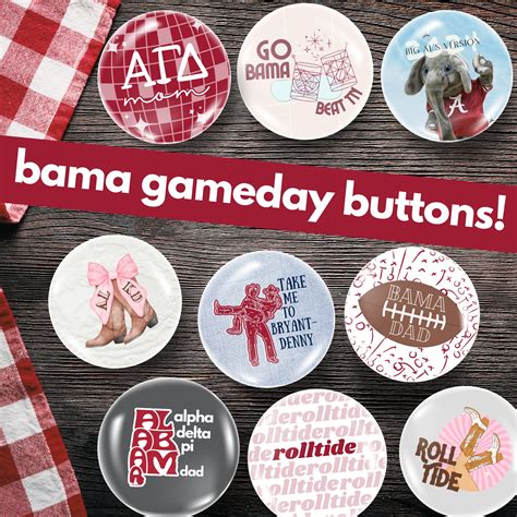 3 Game Day Buttons Sorority Pins College Football Tailgate Button Mom