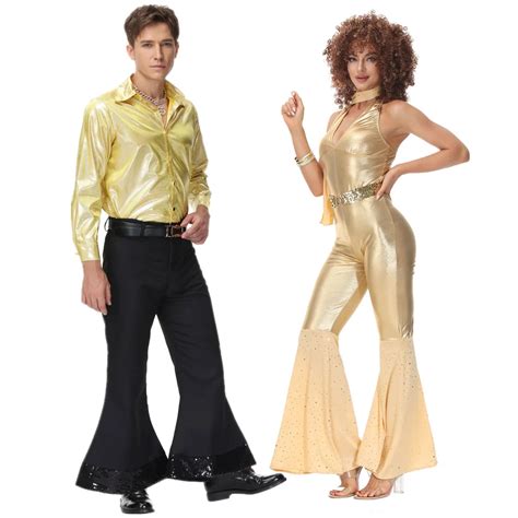 Halloween Carnival Party Adult Vintage 70s 80s Hippie Couples Cosplay Costume Suit Music