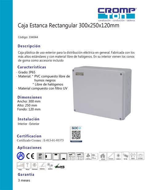 Ripley Caja Estanca Rectangular X X Ip Lisa Con Conos Ls H