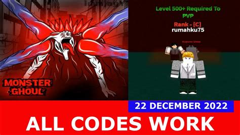 All Codes Work Monster Ghoul Roblox December 22 2022 Youtube