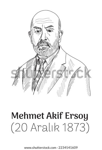 Mehmet Akif Ersoy Turkish Poet Stock Vector Royalty Free