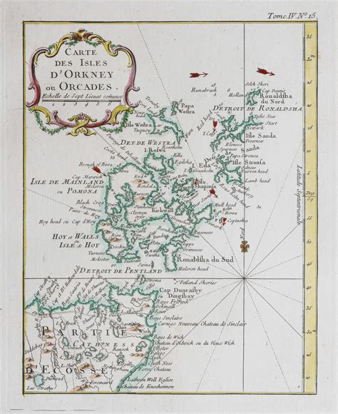 Carte marine ancienne des Îles Orcades cartes livres anciens