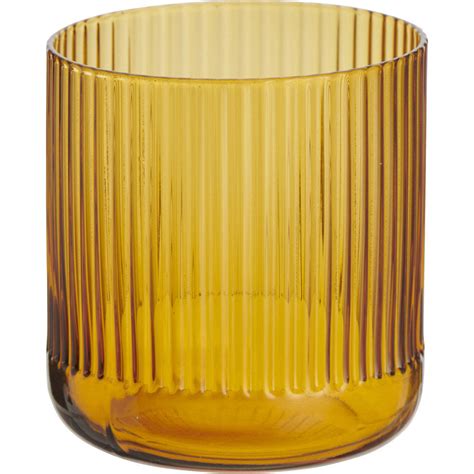 Wilko Amber Ribbed Glass Tumbler Wilko