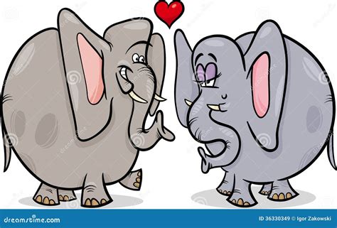 Elephants In Love Cartoon Illustration Stock Vector Illustration Of