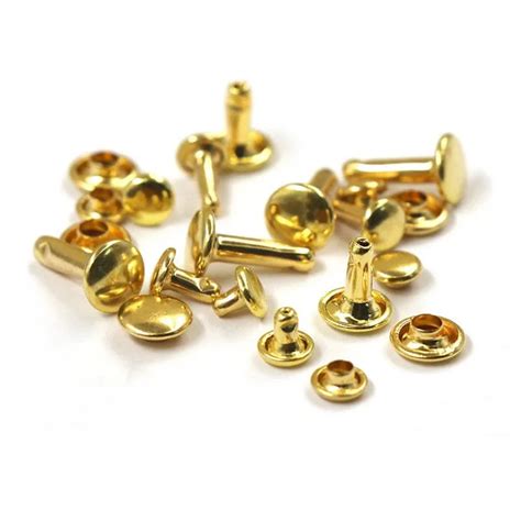 Brass Round Double Cap Rivets Pkt 100 Station29