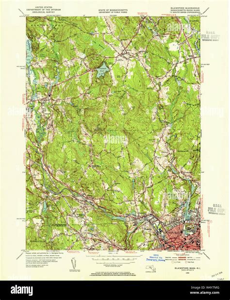 Massachusetts Usgs Historical Topo Map Ma Blackstone 351553 1953 31680