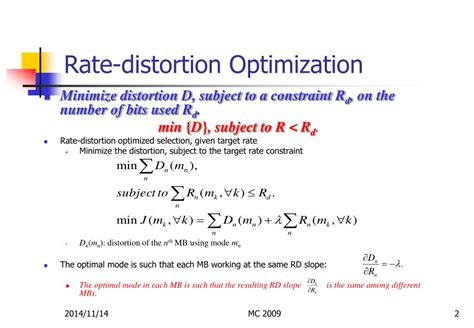 PPT H 264 Rate Distortion Optimization And Rate Control PowerPoint