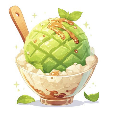 Premium Vector | Green Apple Sorbet with Caramel Drizzle