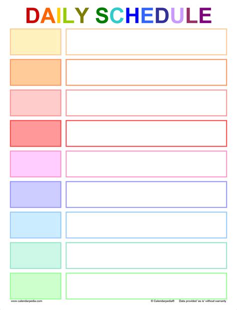 Free Printable Daily Schedule Template
