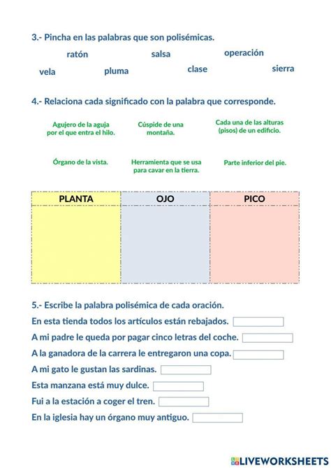 Las Palabras Polisémicas Live Worksheets